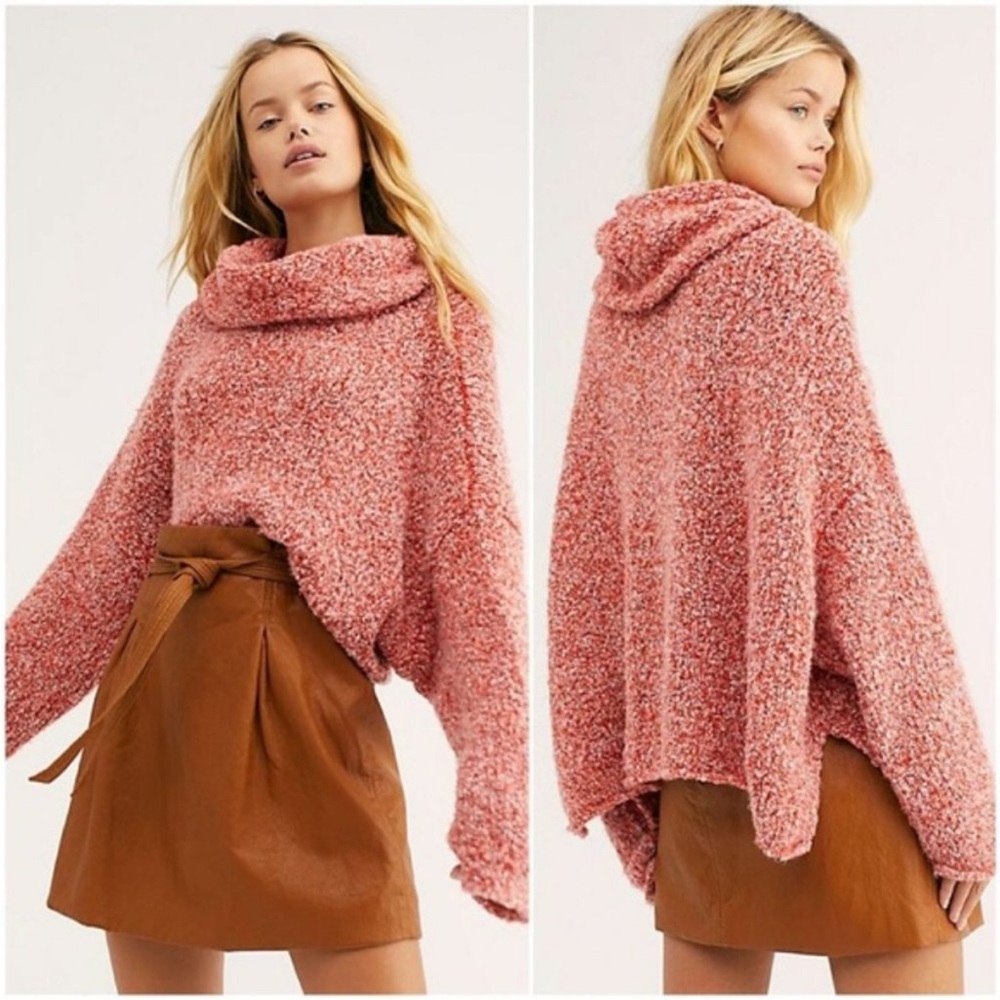 Free People BFF Sweater Cowl Neck Slouchy Oversized Boxy Knit Pullover S…